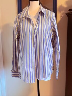 Liz Claiborne Blue, White & Yellow Striped Button-Down Shirt